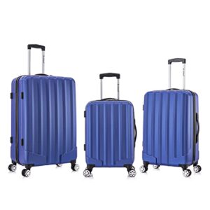 rockland santa monica hardside spinner wheel luggage, blue, 19", 24", 28"