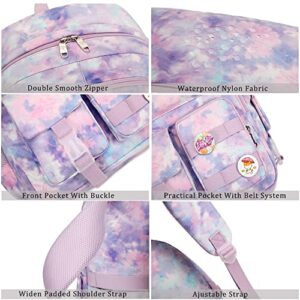 Hidds Laptop Backpacks 16 Inch School Bag College Backpack Anti Theft Travel Daypack Bags Bookbags for Teens Girls Women Students (Tie-Dye Purple)