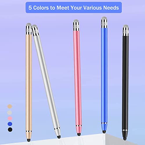 Stylus Pens for Touch Screens (5 Pcs), CPKEON Capacitive Stylus 2 in 1 Precision Stylus Pens with 6 Extra Replaceable Tips for iPad iPhone Tablets Samsung Galaxy All Universal Touch Screen Devices