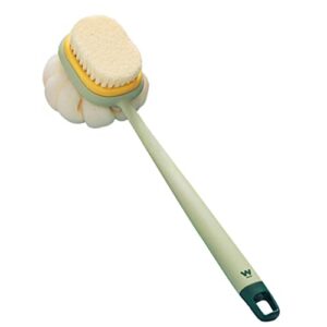 stahad back bath scrubber for sponge: scrub tool skin sides scrubber dry portable sponge handle exfoliator scalp wooden double- dual tools brushing with double bathing women men massager