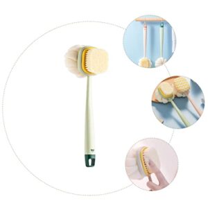 STAHAD Back Bath Scrubber for Sponge: Scrub Tool Skin Sides Scrubber Dry Portable Sponge Handle Exfoliator Scalp Wooden Double- Dual Tools Brushing with Double Bathing Women Men Massager