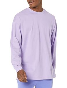 amazon essentials men's 100% organic cotton oversized-fit long-sleeve t-shirt, purple, large
