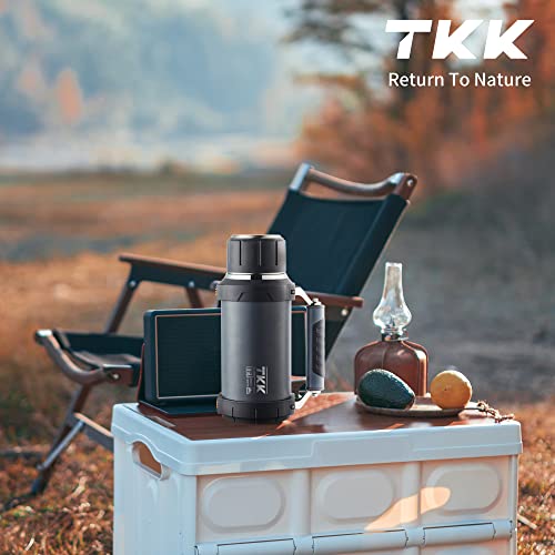 Large Coffee Thermos for Hot Drinks Stainless Steel Thermos 2QT 64oz Vacuum Insulated Bottle With Cup Handle Keeps Liquids Hot And Cold For Up To 24 For Outdoor Gathering Camping