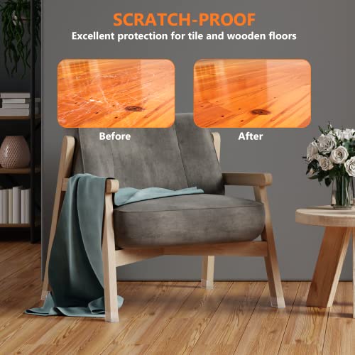 36pcs Square Chair Leg Floor Protectors, Furniture Pads for Hardwood Floors, Furniture Sliders for Chair Legs, Rectangle Floor Protectors for Chairs, Silicone Chair Leg Caps Cover(Large) Transparent