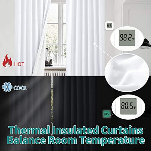 BGment White 100% Blackout Curtains for Bedroom, Double Layer Room Darkening Curtains Thermal Insulated Noise Reduced with White Liner, Rod Pocket and Back Tab Bedroom Curtains, 42 x 63 Inch, 2 Panels