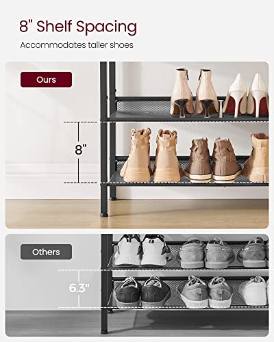 VASAGLE Shoe Rack for Entryway, 4 Tier Shoe Storage Shelves, 12-15 Pairs Shoe Organizer, with Sturdy Wooden Top and Steel Frame, Free Standing, Industrial, Rustic Brown and Black ULBS040B01