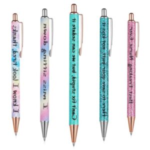 foviupet 5-pack funny word daily funny pens, funny seven days of the week pens, weekday vibe sarcastic daily pens black ink point 1.0mm press pens, creative gift for school office(a)