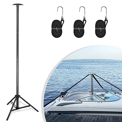 DACK Boat Cover Support Poles Stand System,Pontoon Boat Cover Support with Metal Tripod Base,27-59 inch Boat Cover Poles Adjustable with 3 Straps