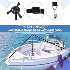 DACK Boat Cover Support Poles Stand System,Pontoon Boat Cover Support with Metal Tripod Base,27-59 inch Boat Cover Poles Adjustable with 3 Straps