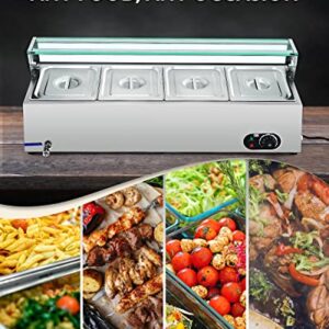 WILPREP Commercial Food Warmer for Parties Hotels Restaurants, 1200W Buffet Server and Warmer, 4pc Electric Warming Tray for Food or Sauces, Catering Food Warmer with 4 Stainless Steel Chafing Dishes