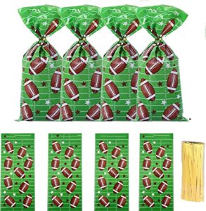 rs 50pcs football treat bags football candy bags heat sealable football cellophane bags with 50pcs twist ties forfor birthday kids party football