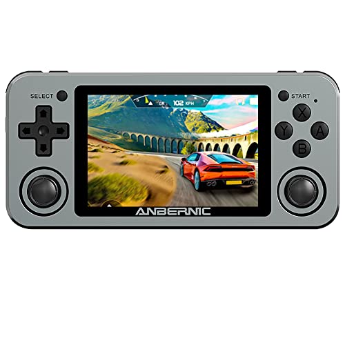 Diketigeey RG351M Handheld Game Console 3.5 Inch IPS Screen Open Source with 16 64G TF 2500 Games 64Bit PS1 PCE 6 Hours Battery Life Open Source System Game Player (Gray)