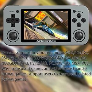 Diketigeey RG351M Handheld Game Console 3.5 Inch IPS Screen Open Source with 16 64G TF 2500 Games 64Bit PS1 PCE 6 Hours Battery Life Open Source System Game Player (Gray)