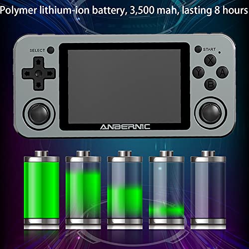 Diketigeey RG351M Handheld Game Console 3.5 Inch IPS Screen Open Source with 16 64G TF 2500 Games 64Bit PS1 PCE 6 Hours Battery Life Open Source System Game Player (Gray)