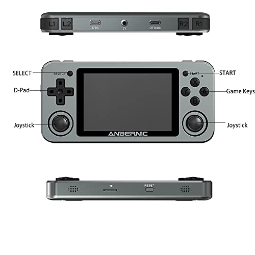 Diketigeey RG351M Handheld Game Console 3.5 Inch IPS Screen Open Source with 16 64G TF 2500 Games 64Bit PS1 PCE 6 Hours Battery Life Open Source System Game Player (Gray)