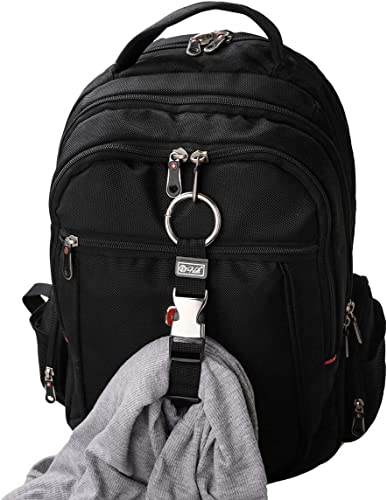 JAKAGO Heavy Duty Add a Bag Luggage Strap Adjustable Coat Holder Gripper Carry-on Baggage Suitcase Belt with Ring Hook Travel Attachment Handbag Clip(Black)