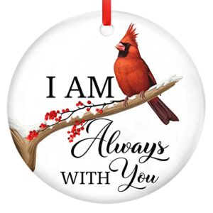 sympathy christmas tree decorations - 2023 christmas ornament - christmas sympathy gifts, memorial gifts for the loss of a loved one, christmas decorations, cardinal always with you ceramic ornament