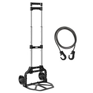 teprovo folding hand truck dolly extended handle,height 43.3in aluminum fold up dolly, portable hand truck folding lightweight, foldable hand cart 175lbs capacity,home, auto, office, travel use