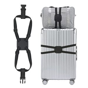 travelkin luggage bungee strap for suitcases tsa approved, travel bag bungee belt for suitcases add a bag (black)