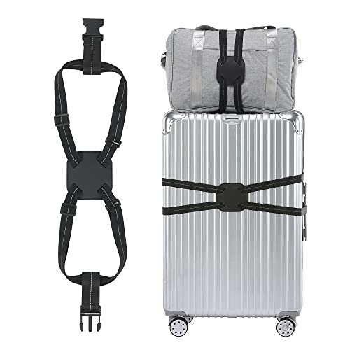 Travelkin Luggage Bungee Strap for Suitcases TSA Approved, Travel Bag Bungee Belt for Suitcases Add a Bag (Black)