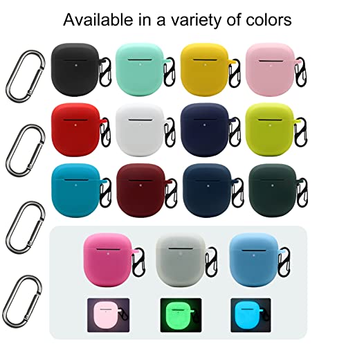 Glow Case for Bose QuietComfort Earbuds II (Glow in Dark),Fluorescence Silicone Case for Item Finder Headphone Case Cover ,Luminous Holder with 2 Keychain Carabiner,Glow Blue