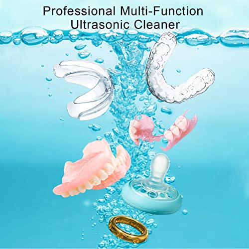 Ultrasonic Cleaner for Dentures, Retainer, Mouth Guard, Aligner, Whitening Trays, Professional Ultrasonic Cleaner Machine 180ml for All Dental Appliances, Jewelry, Diamonds