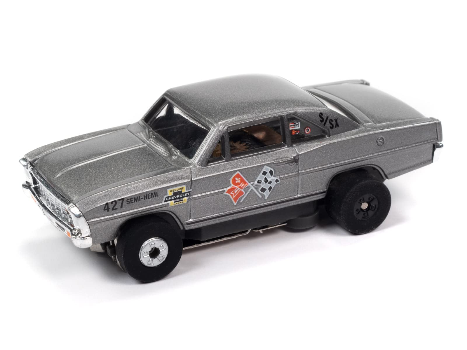 Auto World Thunderjet Nickey - 1966 Chevy Nova (Gray) HO Scale Slot Car