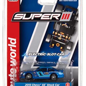 Auto World Super III 2015 Chevy SS Stock Car (Blue) HO Scale Slot Car