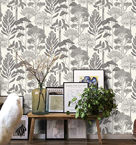 Forest Modern Wallpaper Peel and Stick Wallpaper Jungle Contact Paper for Cabinets Self Adhesive Removable Wallpaper for Bathroom Bedroom Vintage Wallpaper for nursery Kids Vinyl Waterproof 17.3”×393”