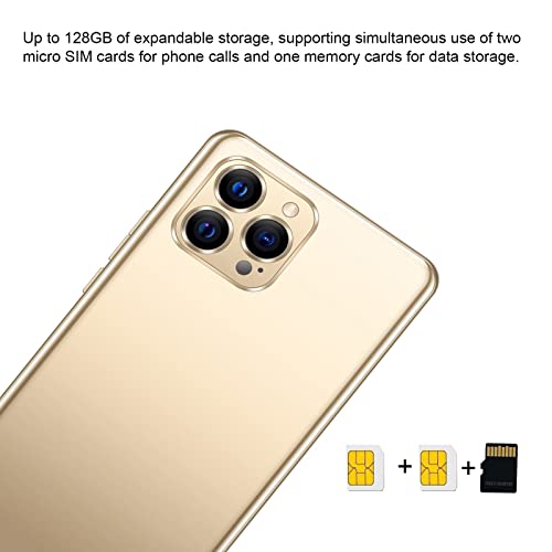 3G Smartphone Unlocked, IP12 PRO Plus 6.26in HD Screen Cell Phone, for Android 5.1 Smart Phone, Support Face Recognition, Dual SIM Card Dual Standby, Dual Camera, 1GB 8GB(Gold)
