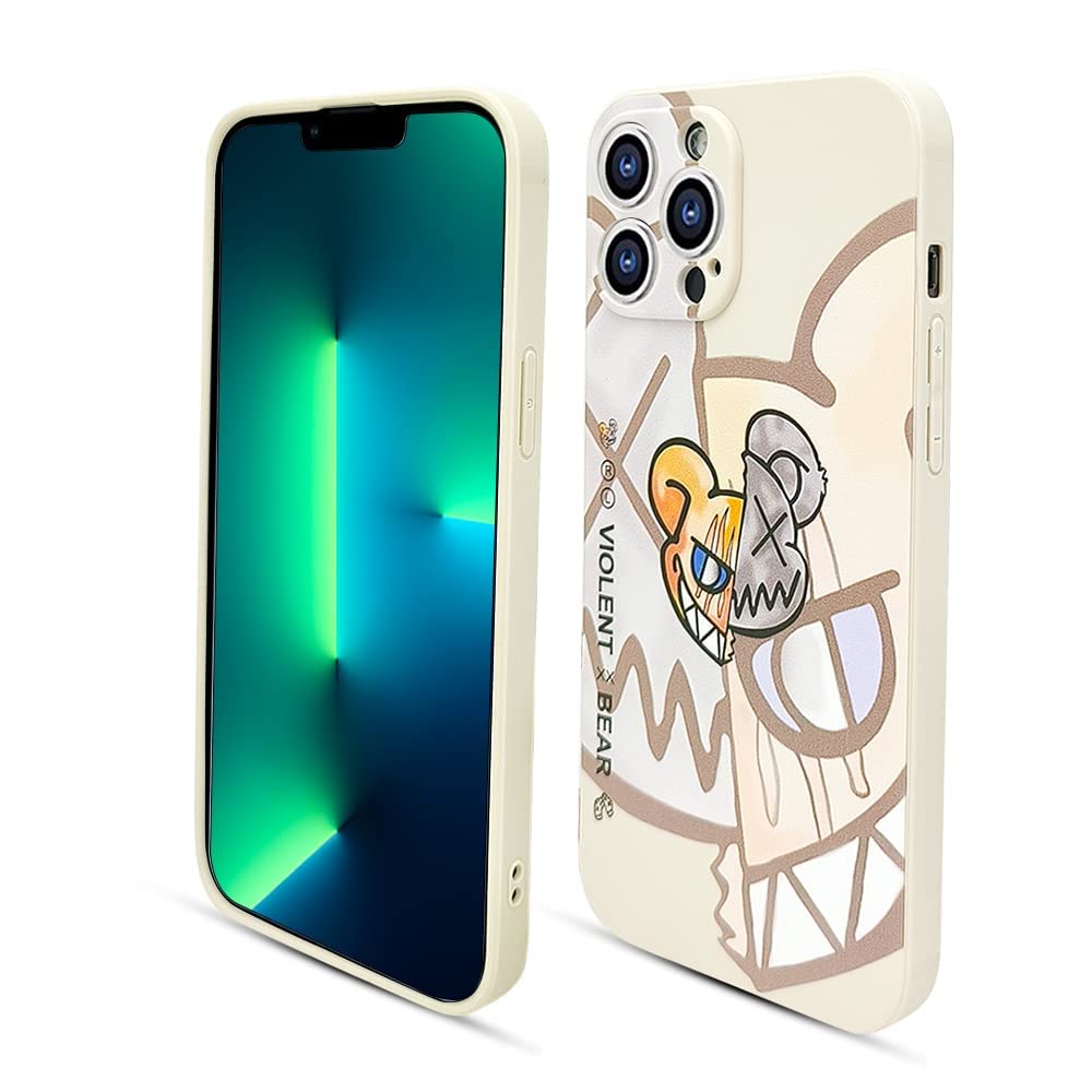 XUOWRKPO for iPhone 13 Pro Case Skull Anime Design for Cover Shark Bear Cartoon Graphics Soft Silicone TPU Protective Phone Cover Fit for Boys Girls Teens Women Men Cool White