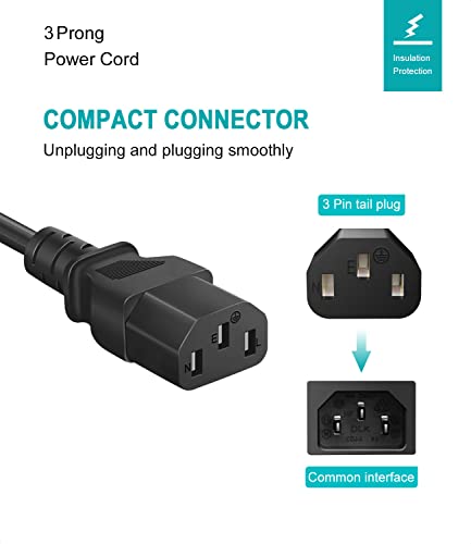 6Ft AC Power Cord for Sony Playstation PS3 First Generation (Fat), Xbox 360 1st Generation (Fat), Xbox 360E, 3 Prong Wall Power Cable Replacement