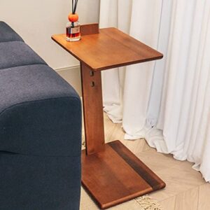tzk snack side table, c shaped end table for sofa couch and bed, adjustable height sofa table for small spaces, living room, bedroom, boxwood rustic snack table(walnut)