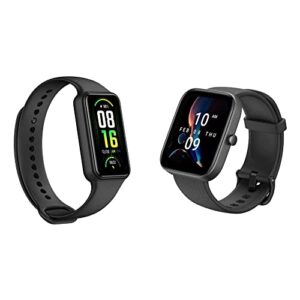 amazfit band 7 fitness & health tracker for women men, 18-day battery life, black & bip 3 pro smart watch for android iphone, 4 satellite positioning systems, water-resistant(black)