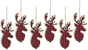 buffalo plaid reindeer ornaments (6 pc set)