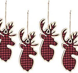 Buffalo Plaid Reindeer Ornaments (6 Pc Set)