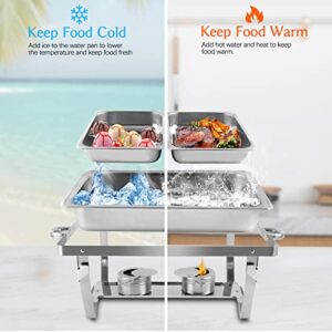 Snowtaros 4 Pack 8QT Chafing Dish Buffet Set, Stainless Steel Food Warmer Set, Rectangular Buffet Server with Tongs & Spoons for Parties, Catering, Banquets, Events (Half Size)