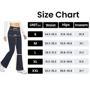 G4Free Women's Fleece Lined Bootcut Yoga Pants with Pockets High Waisted Flare Thermal Winter Denim Jeggings (Navy,XL)