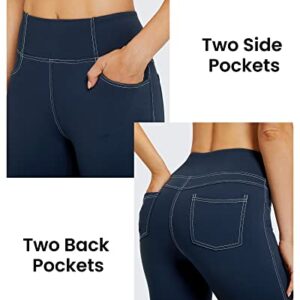 G4Free Women's Fleece Lined Bootcut Yoga Pants with Pockets High Waisted Flare Thermal Winter Denim Jeggings (Navy,XL)