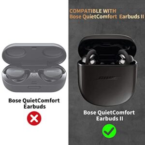 YIPINJIA Case for Bose QuietComfort Earbuds II 2022, Soft Silicone Scratch Proof & Shockproof Protective Skin Sleeve Cover Compatible with Bose QuietComfort Earbuds 2 with Keychain - Black