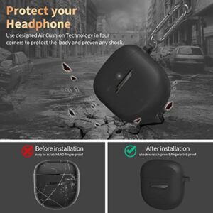 YIPINJIA Case for Bose QuietComfort Earbuds II 2022, Soft Silicone Scratch Proof & Shockproof Protective Skin Sleeve Cover Compatible with Bose QuietComfort Earbuds 2 with Keychain - Black