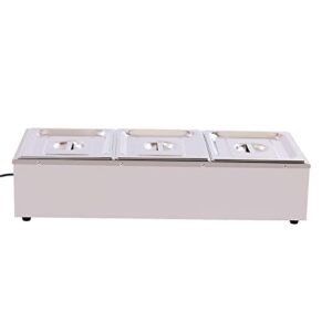 3-Pan Commercial Food Warmer, 110V 1500W Electric Steam Table 10cm/4inch Deep 20.6Qt, Professional Stainless Steel Buffet Bain Marie for Catering and Restaurants