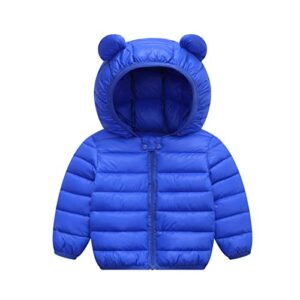 xmwealthy baby boys girls winter coats toddler light puffer down jacket infant kids bear hoods padded outwear blue 12-18 months