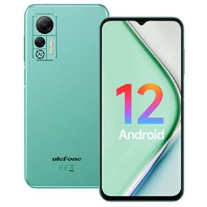 ulefone note 14 phones unlocked, android 12 os, 6.52” screen unlocked cell phone 4500mah battery 7gb+16gb 128gb extension, 8+5mp camera 4g dual sim 3-card slots, global version mobile phone- green