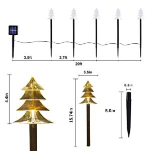 Christmas Solar Stake Lights, Set of 5 Waterproof Landscape Christmas Lights, Pathway Christmas Decorations, LED Lights for Yard Lawn Patio Walkway Decor (Tree)