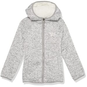 Reebok Girls' Sherpa Lined Sweater Fleece Jacket, Heather Grey, 6X