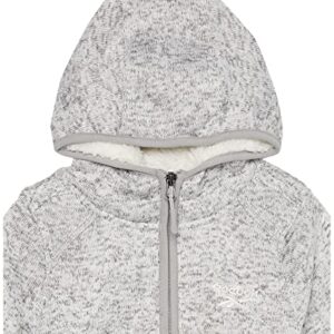 Reebok Girls' Sherpa Lined Sweater Fleece Jacket, Heather Grey, 6X