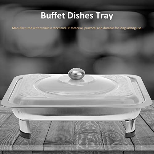 Housoutil Chafing Trays Dish Buffet Set Catering Pans Catering Serve Chafer Catering Storage Metal Food Pan Rectangular Buffet Stove Buffet Tray Food Container Catering Plate (12.97X 10.81X 3.46inch)