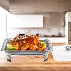 Housoutil Chafing Trays Dish Buffet Set Catering Pans Catering Serve Chafer Catering Storage Metal Food Pan Rectangular Buffet Stove Buffet Tray Food Container Catering Plate (12.97X 10.81X 3.46inch)