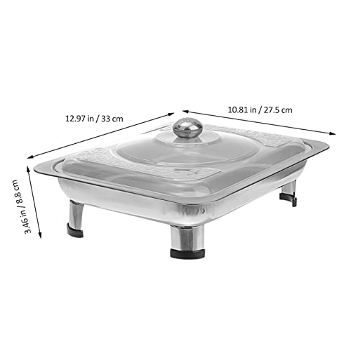 Housoutil Chafing Trays Dish Buffet Set Catering Pans Catering Serve Chafer Catering Storage Metal Food Pan Rectangular Buffet Stove Buffet Tray Food Container Catering Plate (12.97X 10.81X 3.46inch)